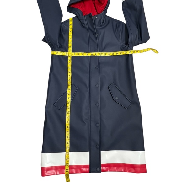 BODEN Morris Waterproof Mac insulated rain coat NAVY RED WHITE SIZE US 6 UK 10 - Picture 8 of 13